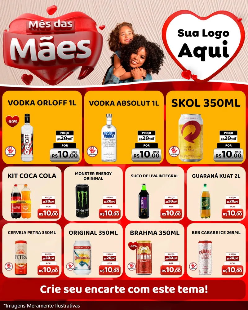 Modelo de Rede Social para Feed Instagram com o tema Mês das Mães para Distribuidora de bebidas