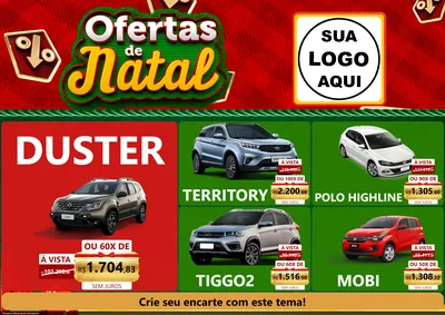 Modelo de Encarte para Encarte A4 Horizontal com o tema Ofertas de Natal para Concessionaria de Carros