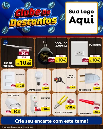 Modelo de Rede Social para Feed Instagram com o tema Clube de Descontos para Materiais Elétricos