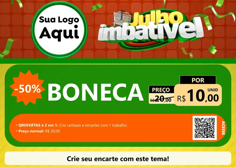 Modelo de Cartaz para Cartaz A4 Horizontal com o tema Julho Imbatível para Brinquedos