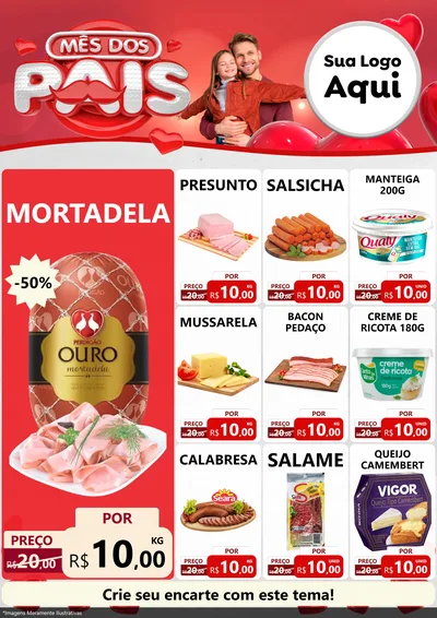 Modelo de Encarte para Encarte A4 Vertical com o tema Mês dos Pais para Frios e Laticínios