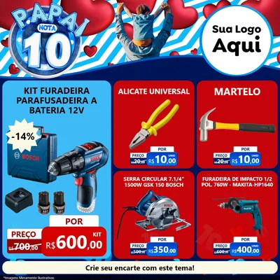 Modelo de Rede Social para Feed Facebook com o tema Papai Nota 10 para Maquinas e Ferramentas