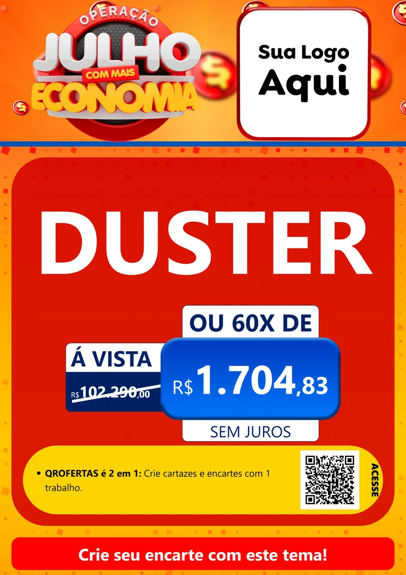 Modelo de Cartaz para Cartaz A4 Vertical com o tema Operação Julho Com Mais Economia para Concessionaria de Carros