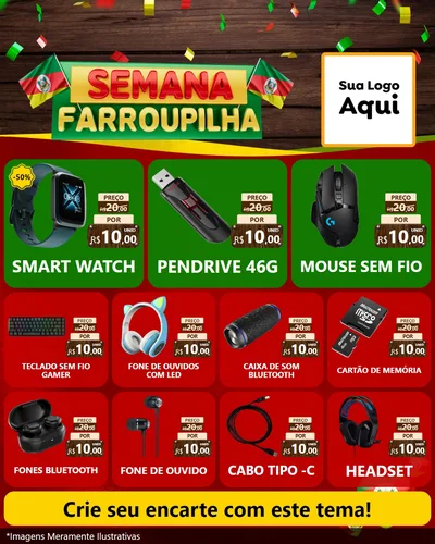 Modelo de Rede Social para Feed Instagram com o tema Semana Farroupilha para Informática