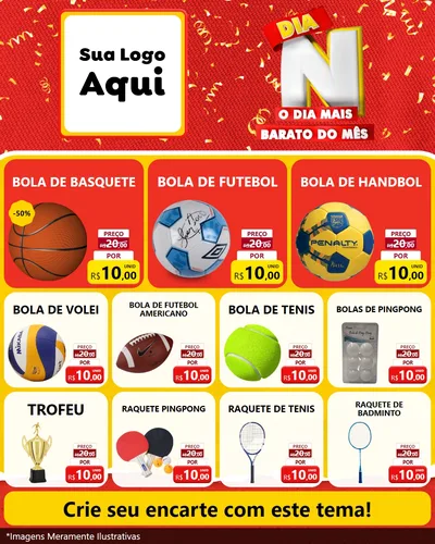 Modelo de Rede Social para Feed Instagram com o tema Dia N o Dia Mais Barato do Mês para Artigos Esportivos