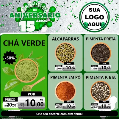 Modelo de Rede Social para Feed Facebook com o tema Promoção de Aniversário - 15 Anos para Produtos Naturais
