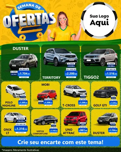 Modelo de Rede Social para Feed Instagram com o tema Semana de Ofertas - Copa para Concessionaria de Carros