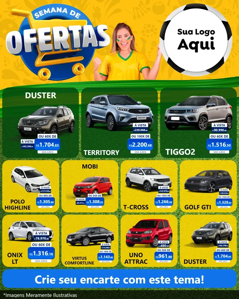 Modelo de Rede Social para Feed Instagram com o tema Semana de Ofertas - Copa para Concessionaria de Carros