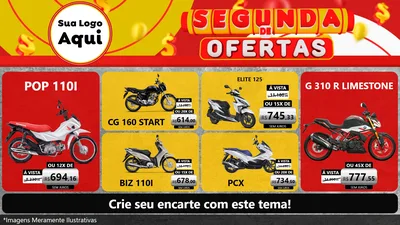 Modelo de TV para TV Horizontal com o tema Segunda de Ofertas para Concessionaria de Motos
