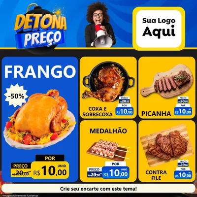 Modelo de Rede Social para Feed Facebook com o tema Detona Preços para Assados