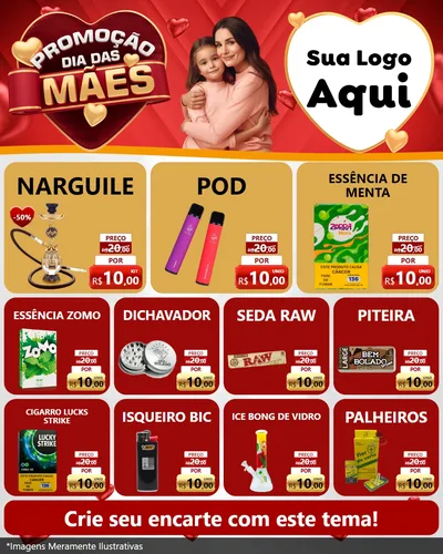 Modelo de Rede Social para Feed Instagram com o tema Promoção Dia das Mães para Tabacaria