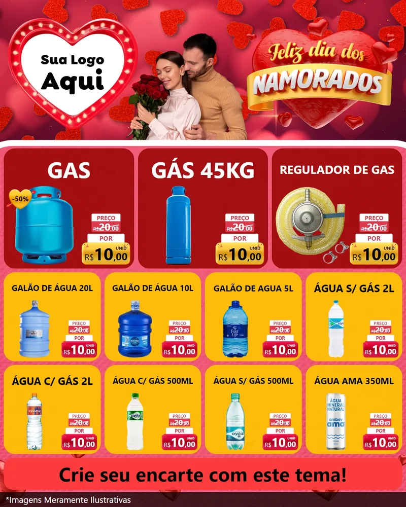 Modelo de Rede Social para Feed Instagram com o tema Feliz Dia Dos Namorados para Água e gás
