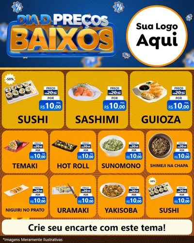 Modelo de Rede Social para Feed Instagram com o tema Dia D Preço Baixo para Comida japonesa
