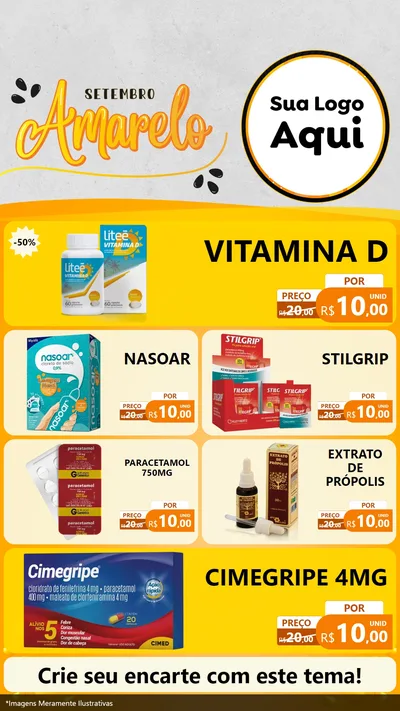 Modelo de TV para TV Vertical com o tema Setembro Amarelo para Farmácia