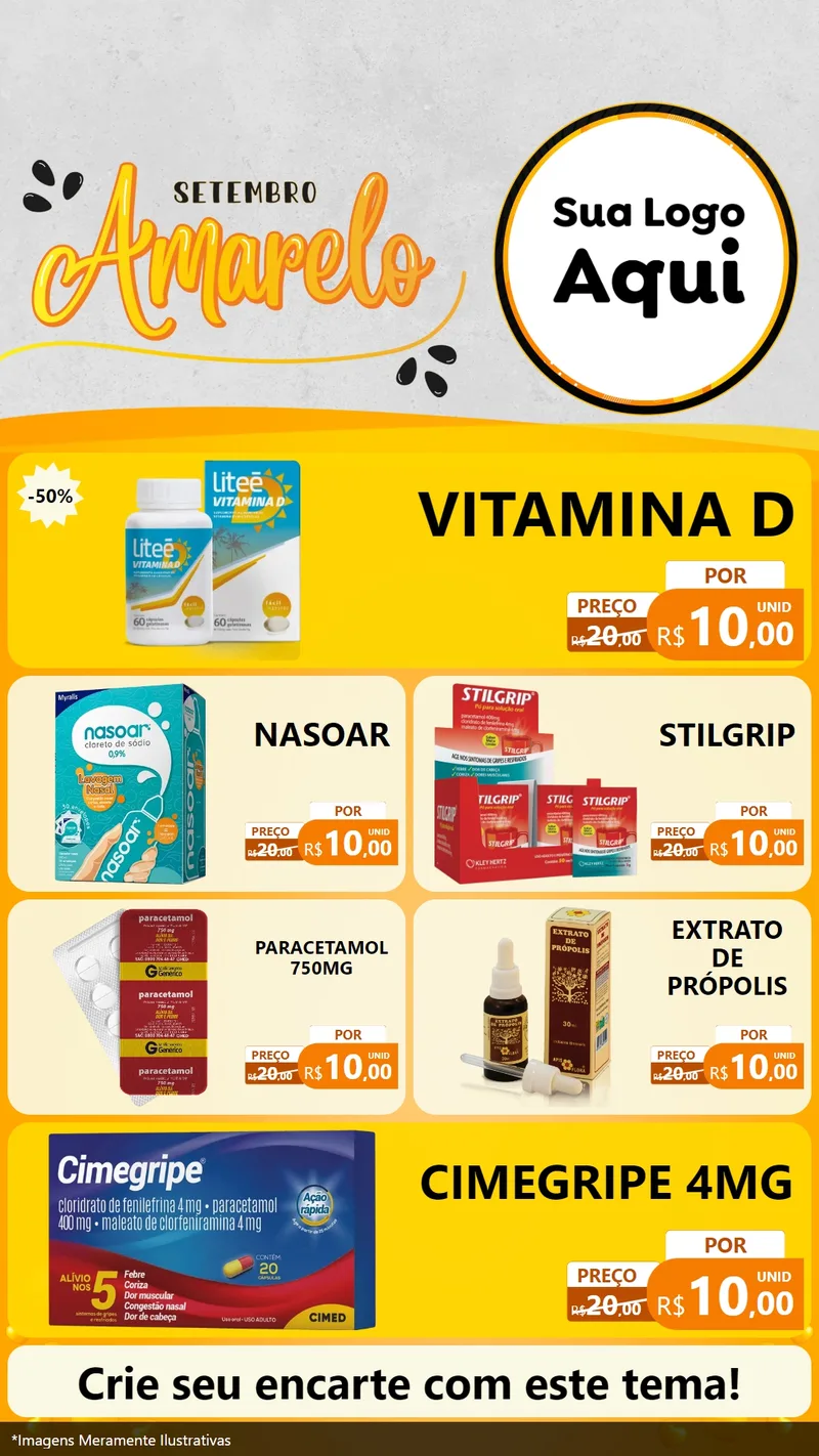 Modelo de TV para TV Vertical com o tema Setembro Amarelo para Farmácia