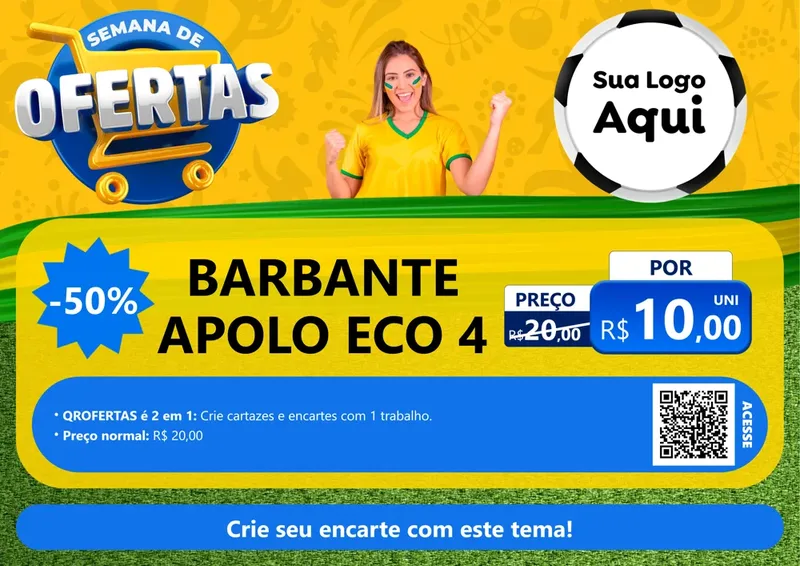 Modelo de Cartaz para Cartaz A4 Horizontal com o tema Semana de Ofertas - Copa para Armarinho e Aviamentos
