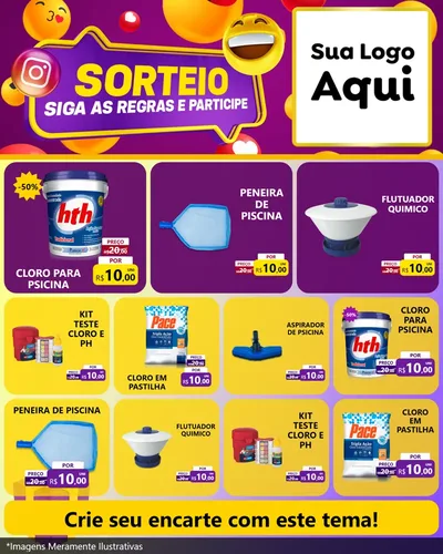 Modelo de Rede Social para Feed Instagram com o tema Sorteio para Produtos para Piscina