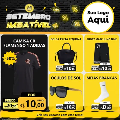 Modelo de Rede Social para Feed Facebook com o tema Setembro Imbatível para Roupas e acessórios