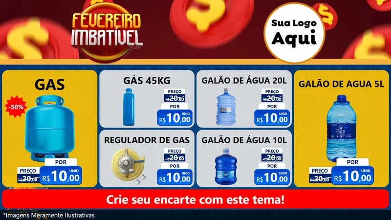 Modelo de TV para TV Horizontal com o tema Fevereiro Imbatível para Água e gás