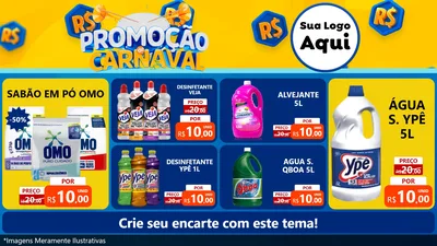 Modelo de TV para TV Horizontal com o tema Promoção de Carnaval para Produtos de Limpeza