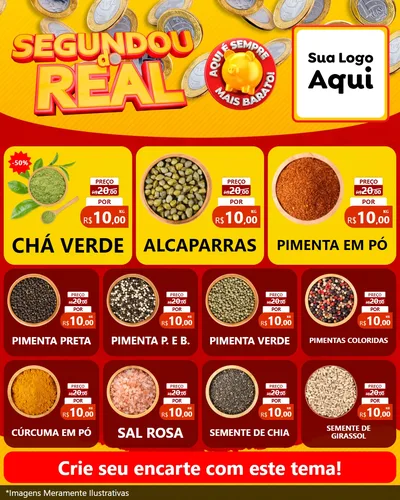Modelo de Rede Social para Feed Instagram com o tema Segundou do Real para Produtos Naturais