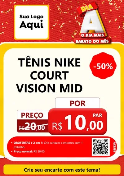 Modelo de Cartaz para Cartaz A4 Vertical com o tema Dia A o Dia Mais Barato do Mês para Calçados