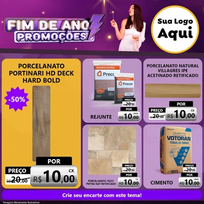 Modelo de Rede Social para Feed Facebook com o tema Fim de Ano Promoções para Pisos e revestimentos