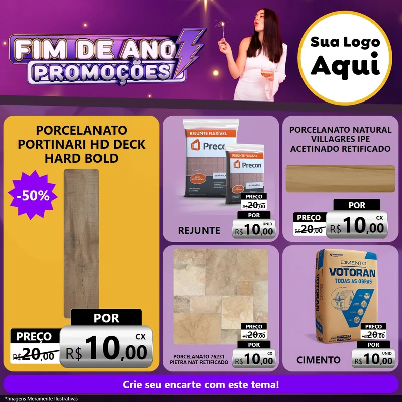 Modelo de Rede Social para Feed Facebook com o tema Fim de Ano Promoções para Pisos e revestimentos