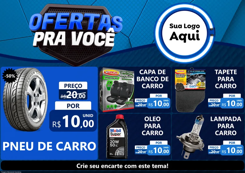 Modelo de Encarte para Encarte A4 Horizontal com o tema Ofertas Para Você - Auto e Motopeças para Auto peças