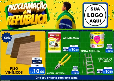Modelo de Encarte para Encarte A4 Horizontal com o tema Proclamação da República para Material para Construção