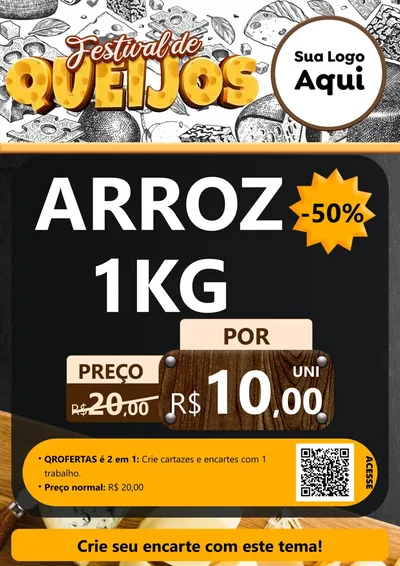 Modelo de Cartaz para Cartaz A4 Vertical com o tema Festival de Queijos para Supermercado