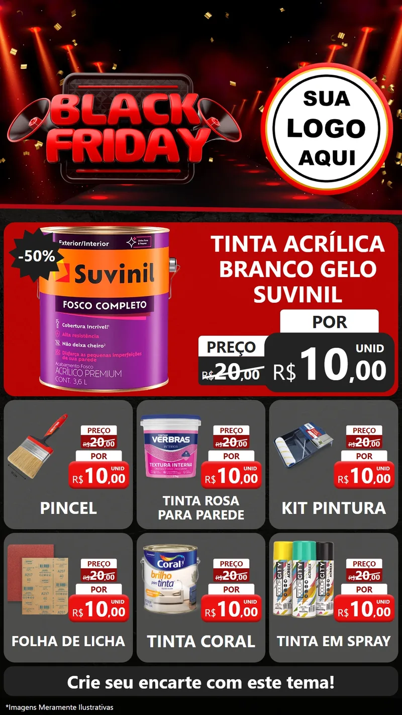 Modelo de Rede Social para Stories com o tema Black Friday para Tintas e Ferramentas