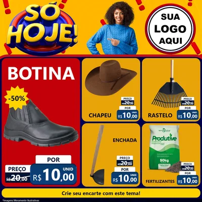 Modelo de Rede Social para Feed Facebook com o tema Só Hoje! para Agropecuária