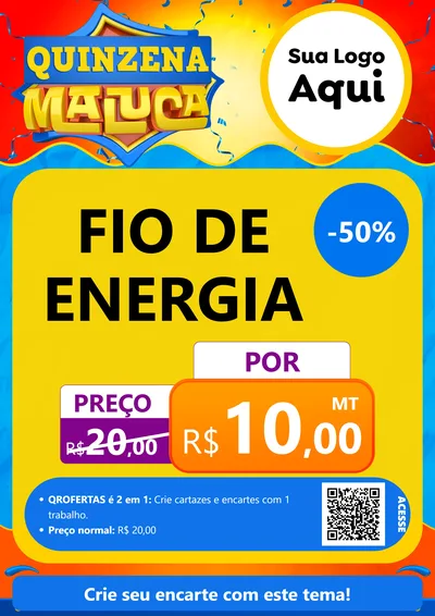 Modelo de Cartaz para Cartaz A4 Vertical com o tema Quinzena Maluca para Materiais Elétricos