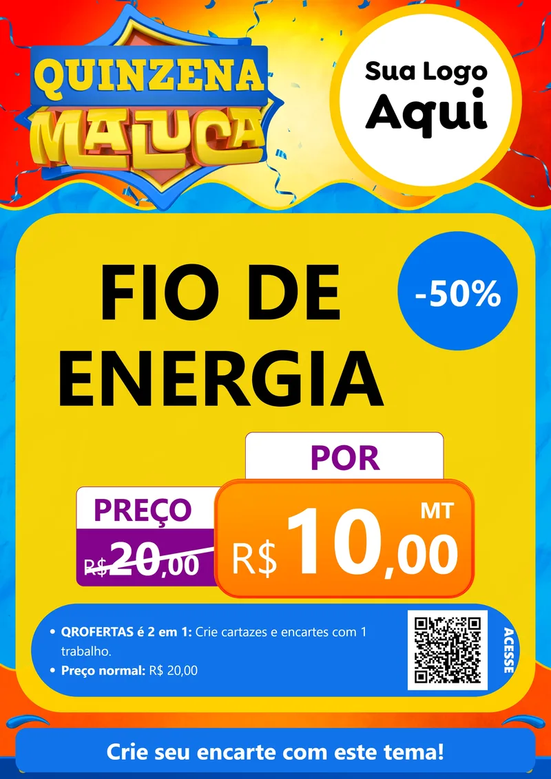 Modelo de Cartaz para Cartaz A4 Vertical com o tema Quinzena Maluca para Materiais Elétricos