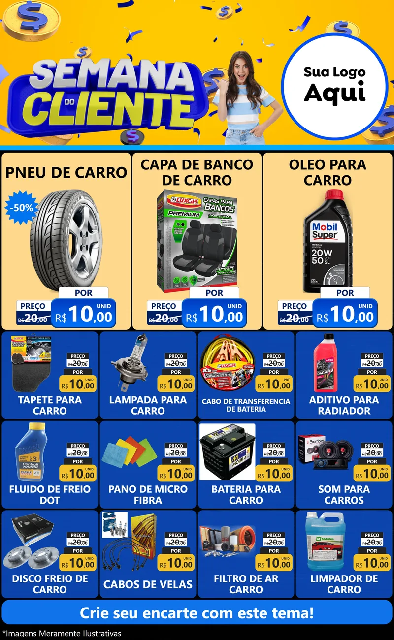 Modelo de Encarte para Encarte Grande com o tema Semana do Cliente para Auto peças