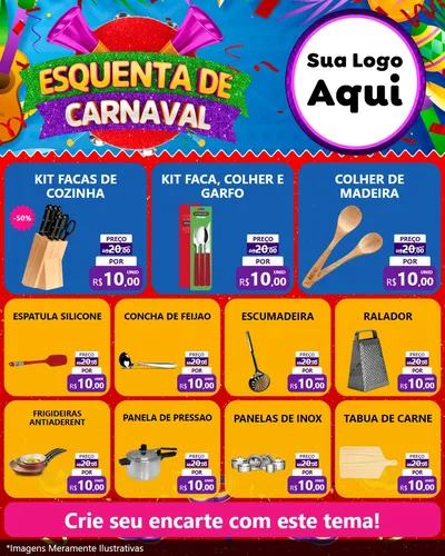 Modelo de Rede Social para Feed Instagram com o tema Esquenta de Carnaval para Utilidades Domésticas
