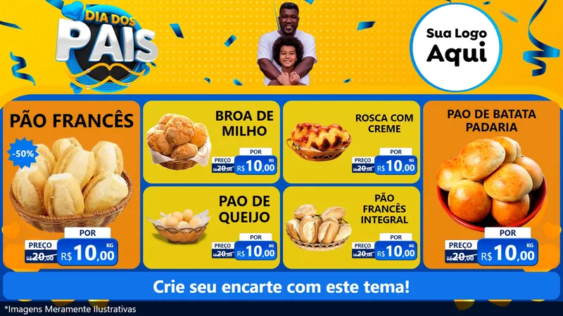 Modelo de TV para TV Horizontal com o tema Dia dos Pais para Padaria