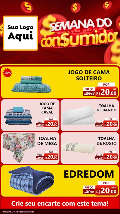 Modelo de TV para TV Vertical com o tema Semana do Consumidor para Cama, Mesa e Banho