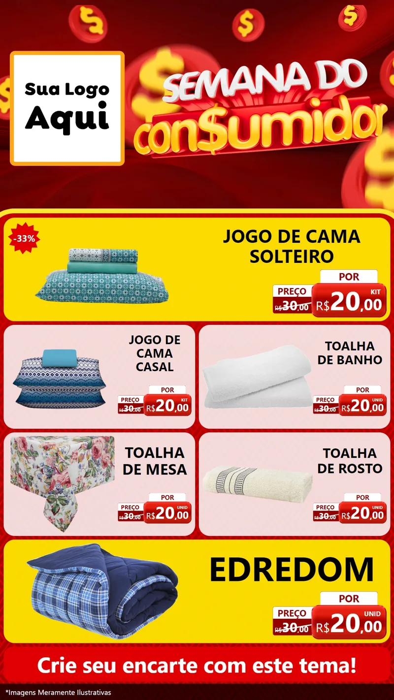 Modelo de TV para TV Vertical com o tema Semana do Consumidor para Cama, Mesa e Banho