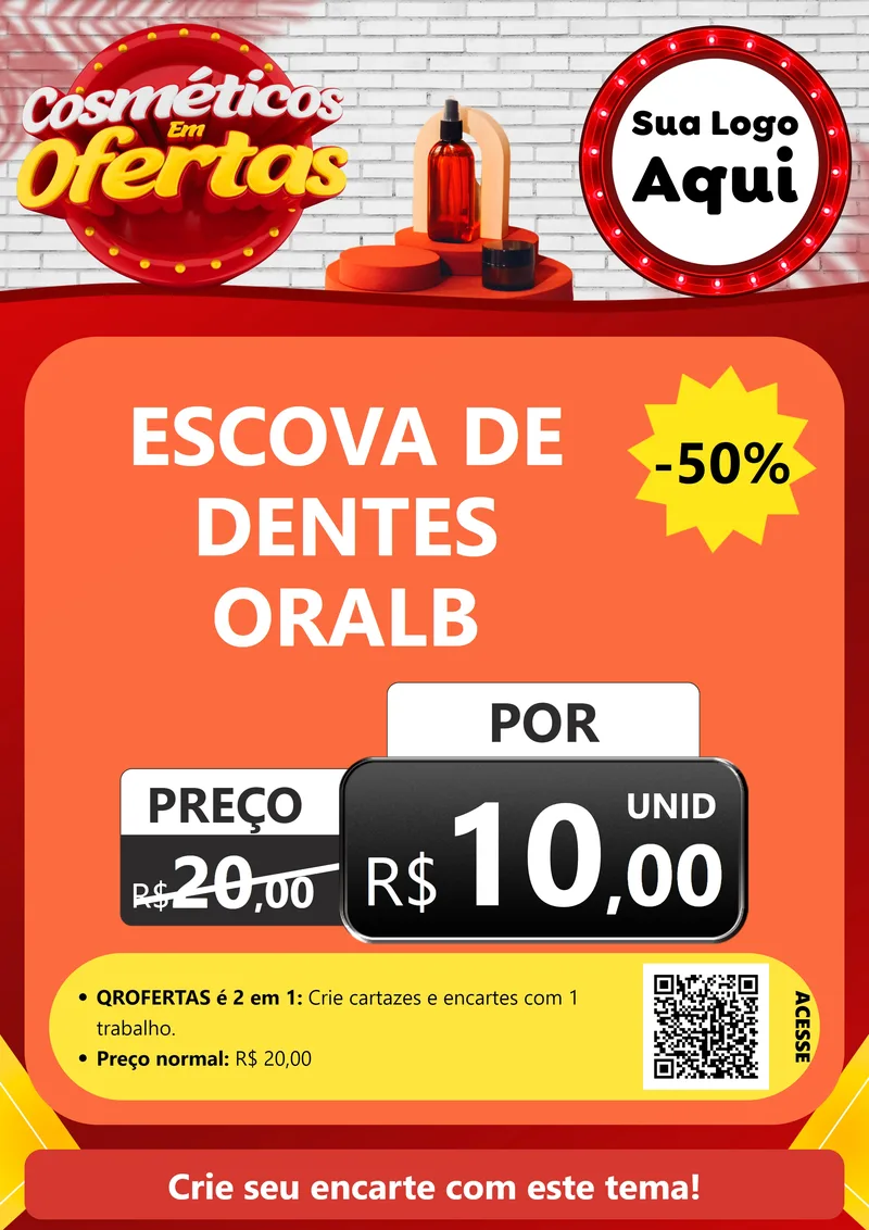 Modelo de Cartaz para Cartaz A4 Vertical com o tema Cosméticos em Ofertas para Higiene Pessoal