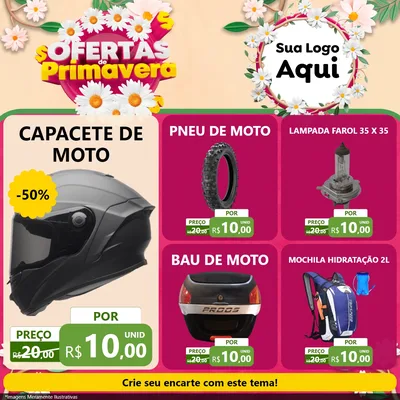 Modelo de Rede Social para Feed Facebook com o tema Ofertas de Primavera para Moto peças