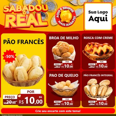 Modelo de Rede Social para Feed Facebook com o tema Sabadou do Real para Padaria