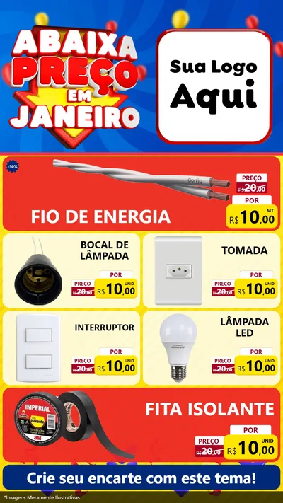 Modelo de TV para TV Vertical com o tema Abaixa Preço em Janeiro para Materiais Elétricos