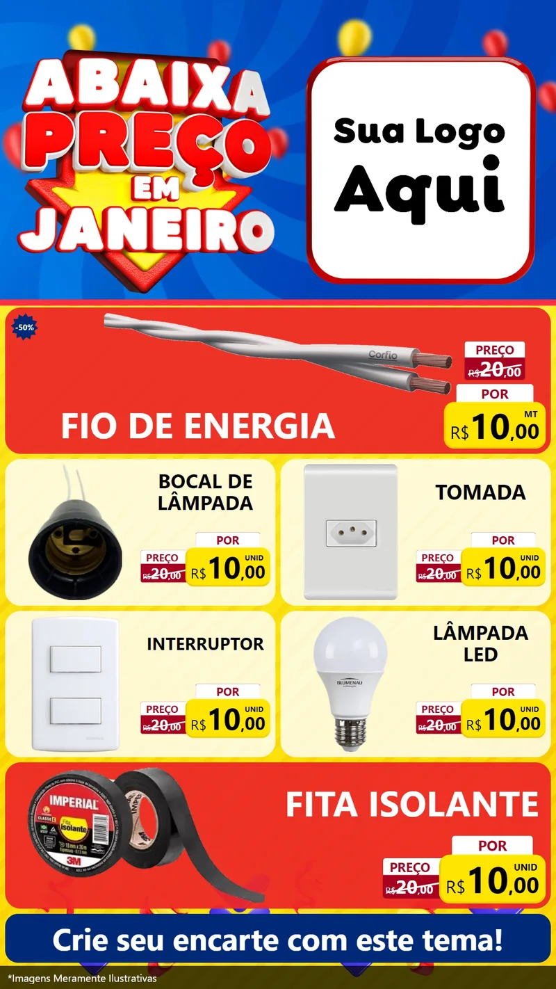 Modelo de TV para TV Vertical com o tema Abaixa Preço em Janeiro para Materiais Elétricos