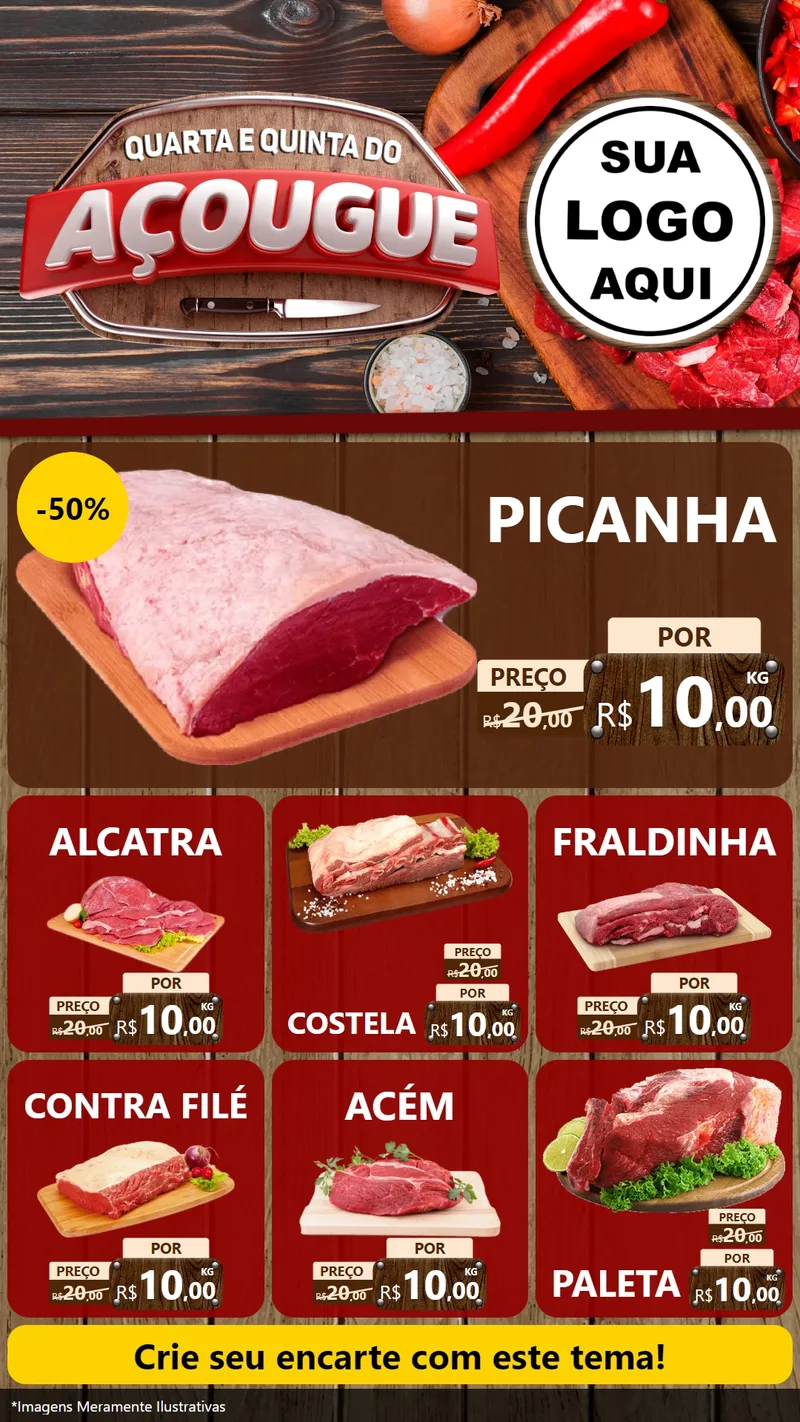 Modelo de Rede Social para Stories com o tema Quarta e Quinta do Açougue para Açougue