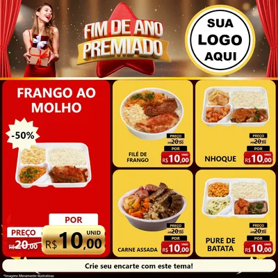 Modelo de Rede Social para Feed Facebook com o tema Fim de Ano Premiado para Restaurante