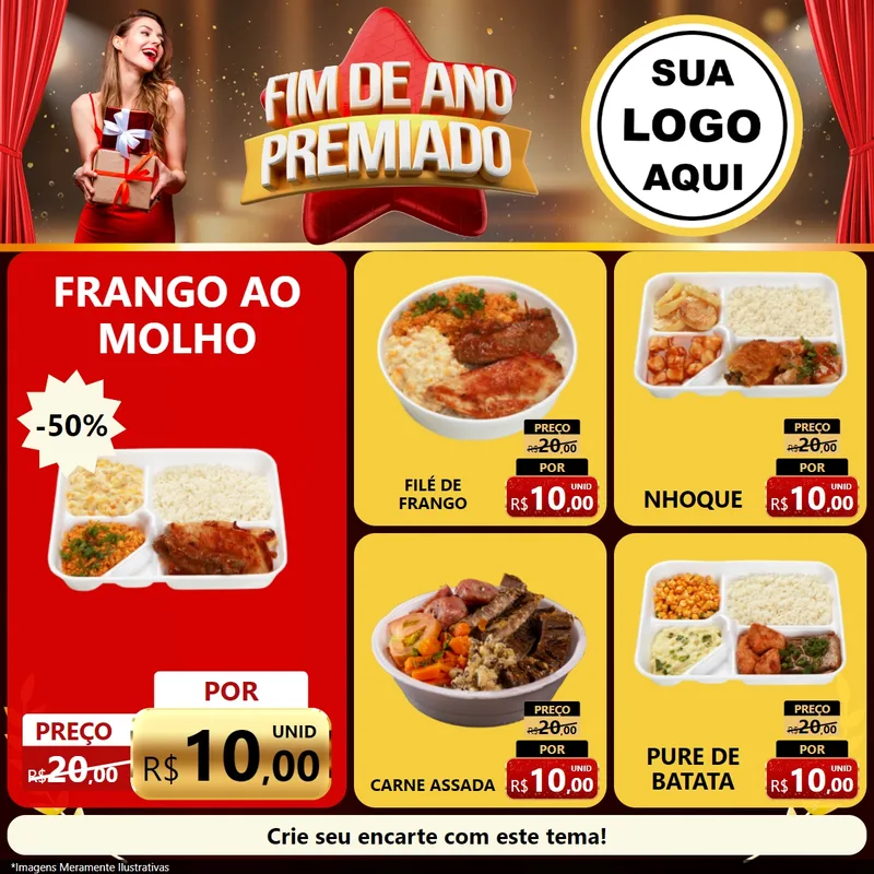 Modelo de Rede Social para Feed Facebook com o tema Fim de Ano Premiado para Restaurante