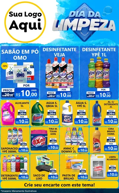 Modelo de Encarte para Encarte Grande com o tema Dia da Limpeza para Produtos de Limpeza