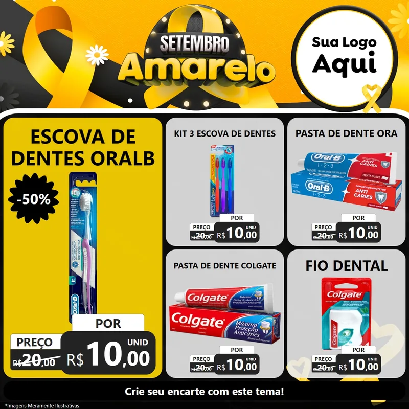 Modelo de Rede Social para Feed Facebook com o tema Setembro Amarelo para Higiene Pessoal